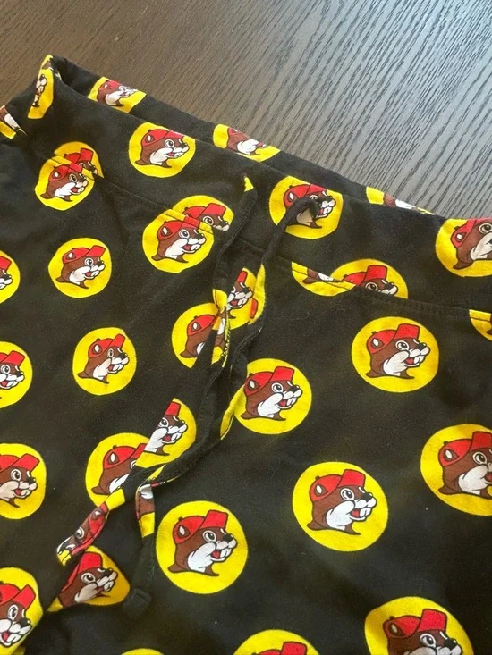 Women's Black Novelty Pajama Pants with Buc-ees Beaver Small - Picture 3 of 5